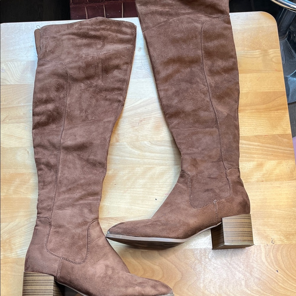 Charlotte Russe Tall Suede Over-the-Knee Boots - Brown